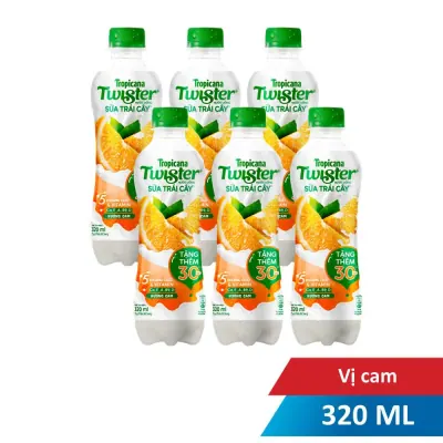 Lốc 6 Chai Nước Uống Sữa Trái Cây Twister Vị Cam 320ml