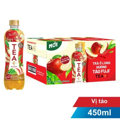 Thùng 24 Chai Trà Ô Long TEA+ Plus Vị Táo Fuji 450ml