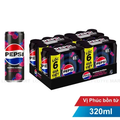 Thùng 24 Lon Nước Ngọt Pepsi Zero Vị Phúc Bồn Tử 320ml