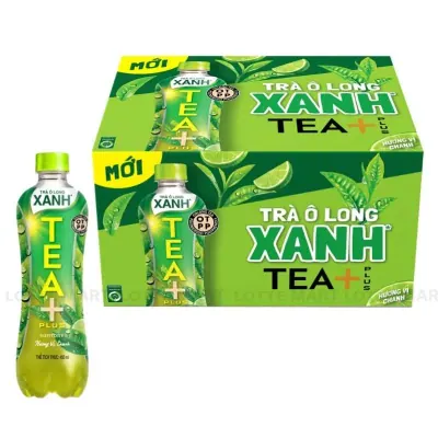 Thùng 24 Chai Trà Ô Long TEA+ Plus Xanh Vị Chanh 450ml