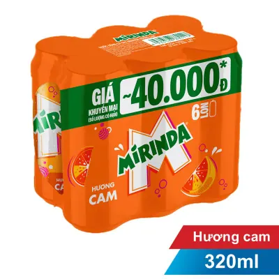 Lốc 6 Lon Nước Ngọt Mirinda Hương Cam 320ml