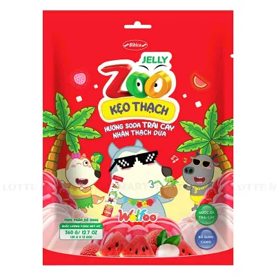 Kẹo Thạch Bibica Zoo Vị Soda Trái Cây Nhân Thạch Dừa 360g