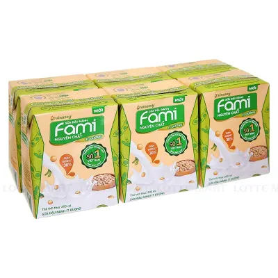 Lốc 6 Hộp Sữa Đậu Nành Fami Nguyên Chất Ít Đường 200ml