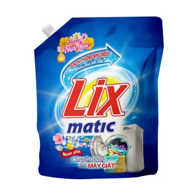 Nước Giặt Lix Matic Hương Nước Hoa Cho Máy Giặt Cửa Trước và Cửa Trên Túi 3.2kg