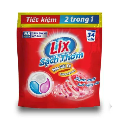 Viên Giặt Xả Lix Sạch Thơm Hương Nước Hoa 510g 34 Viên