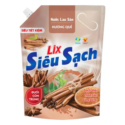 Nước Lau Sàn Lix Siêu Sạch Hương Quế Túi 3.2L