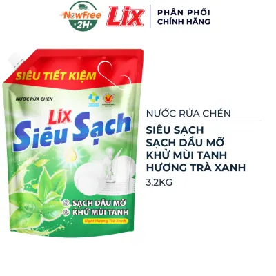 Nước Rửa Chén Lix Siêu Sạch Hương Trà Xanh 3.2kg