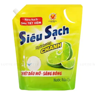 Nước Rửa Chén Lix Siêu Sạch Hương Chanh Túi 3.2kg