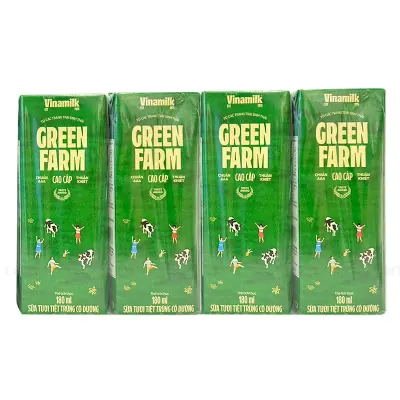 Lốc 4 Hộp Sữa Tươi Tiệt Trùng Vinamilk Green Farm Có Đường 180ml