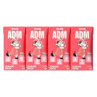 Lốc 4 Hộp Sữa Dinh Dưỡng Vinamilk ADM Hương Dâu 110ml