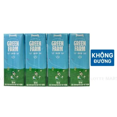 Lốc 4 Hộp Sữa Tươi Tiệt Trùng Vinamilk Green Farm Không Đường 180ml