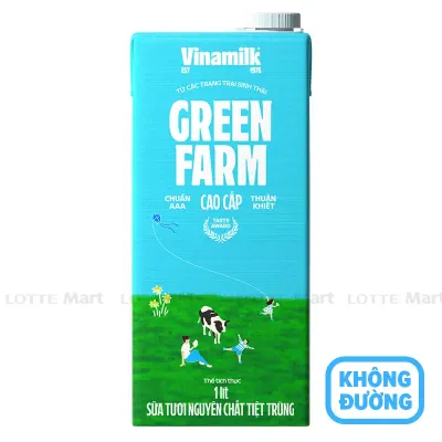 Sữa Tươi Nguyên Chất Tiệt Trùng Vinamilk Green Farm Không Đường Hộp 1L