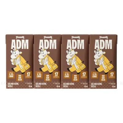 Lốc 4 Hộp Sữa Tươi Tiệt Trùng Vinamilk ADM Gold Socola 110ml
