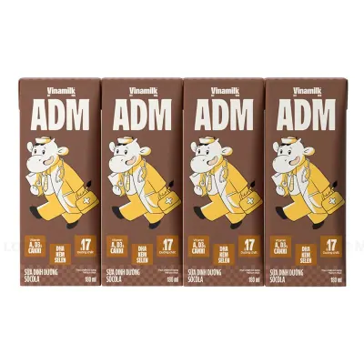 Lốc 4 Hộp Sữa Dinh Dưỡng Vinamilk ADM Socola 180ml