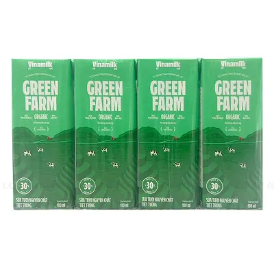 Lốc 4 Hộp Sữa Tươi Tiệt Trùng Không Đường Vinamilk Green Farm Organic 180ml