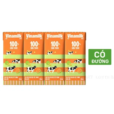 Lốc 4 Hộp Sữa Tươi Tách Béo Tiệt Trùng Vinamilk Dưa Lưới 180ml