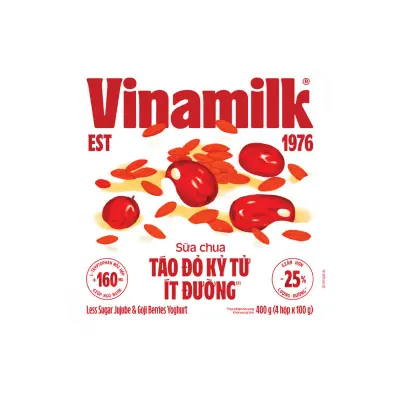 Sữa Chua Ăn Vinamilk Táo Đỏ Kỷ Tử Ít Đường 4x100g
