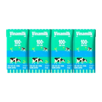 Sữa Tươi Tiệt Trùng 100% Sữa Tươi Không Đường 4x110ml