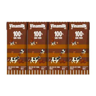Lốc 4 Hộp Sữa Tươi Tiệt Trùng Sô Cô La Vinamilk 180ml