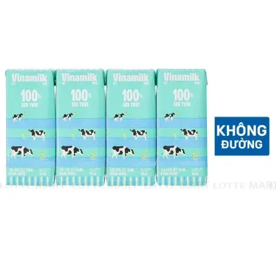 Lốc 4 Hộp Sữa Tươi Tiệt Trùng Không Đường Vinamilk 180ml