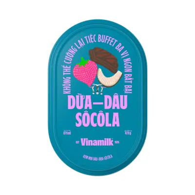 Kem Dâu-Dừa-Socola Vinamilk Hộp 870ml