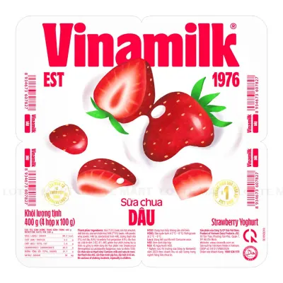 Lốc 4 Hũ Sữa Chua Ăn Vinamilk Vị Dâu 100g