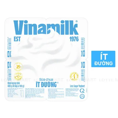 Lốc 4 Hũ Sữa Chua Ăn Vinamilk Ít Đường 100g