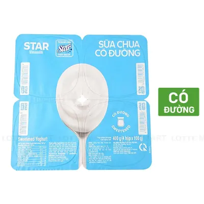 Lốc 4 Hũ Sữa Chua Ăn Vinamilk Star Có Đường 100g