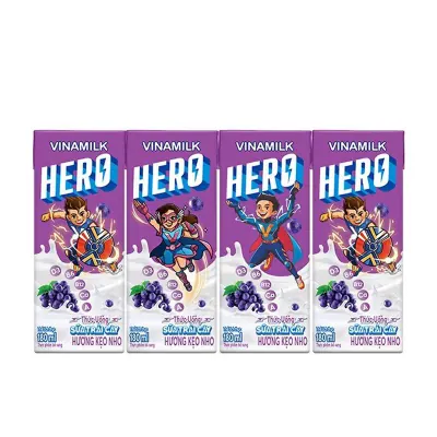 Sữa Trái Cây Vinamilk Hero Kẹo Nho Lốc 4x180ml