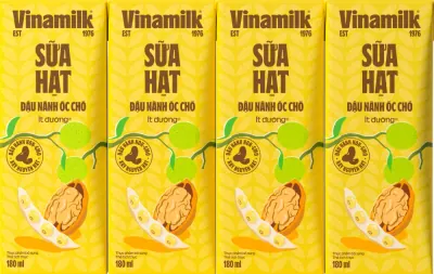 Lốc 4 Hộp Sữa Đậu Nành Hạt Óc Chó Vinamilk 180ml