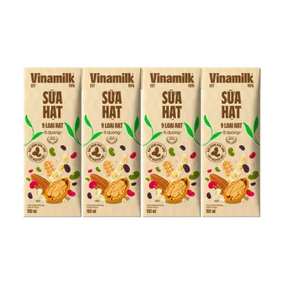 Lốc 4 Hộp Sữa 9 Loại Hạt Ít Đường Vinamilk Super Nut 180ml