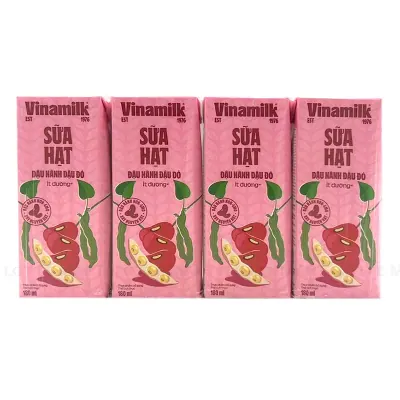 Lốc 4 Hộp Sữa Đậu Nành Đậu Đỏ Vinamilk 180ml
