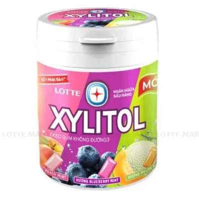Kẹo Gum Lotte Xylitol Không Đường Vị Trái Cây Hỗn Hợp Hũ 130.5g