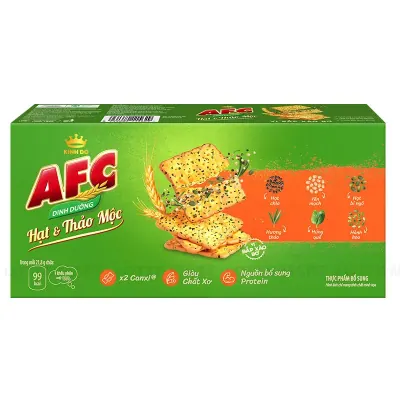 Bánh Quy AFC Dinh Dưỡng Hạt và Thảo Mộc Vị Bắp Xào Bơ Hộp 109g