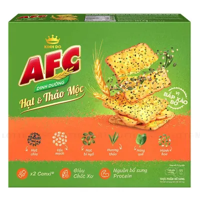 Bánh Quy AFC Dinh Dưỡng Hạt và Thảo Mộc Vị Bắp Xào Bơ Hộp 261.6g