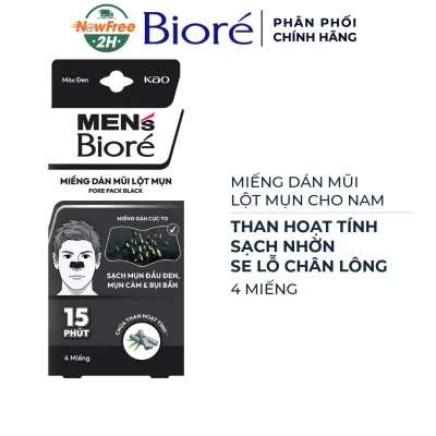 Miếng Dán Mũi Lột Mụn Bioré Than Hoạt Tính Cho Nam (4 Miếng)
