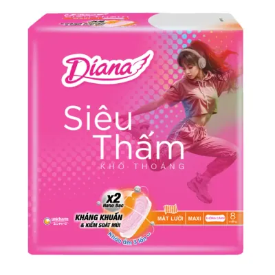 Băng Vệ Sinh Diana Kiểm Soát Mùi Siêu Thấm 8 Miếng
