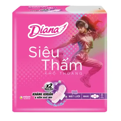 Băng Vệ Sinh Diana Kiểm Soát Mùi Siêu Thấm Cánh 8 Miếng