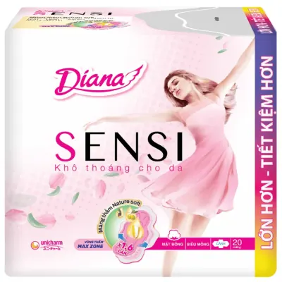 Băng Vệ Sinh Diana Sensi Siêu Mỏng Cánh 23cm Gói 20 Miếng