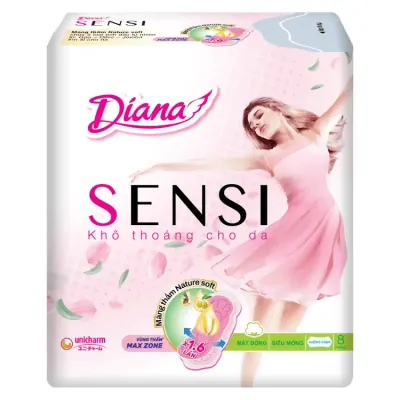Băng Vệ Sinh Diana Sensi Siêu Mỏng Không Cánh 8M