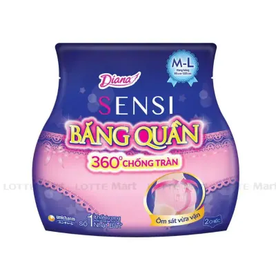 Băng Vệ Sinh Diana Ban Đêm Dạng Quần Size M-L Gói 2 Miếng