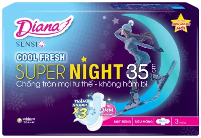 Băng Vệ Sinh Diana Sensi Cool Fresh Đêm 35cm 3 Miếng