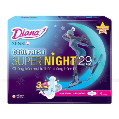 Băng Vệ Sinh Diana Sensi Ban Đêm Cool Fresh 29cm Gói 4 Miếng