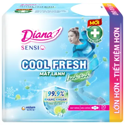 Băng Vệ Sinh Diana Sensi Cool Fresh Siêu Mỏng Cánh 23cm Gói 20 Miếng