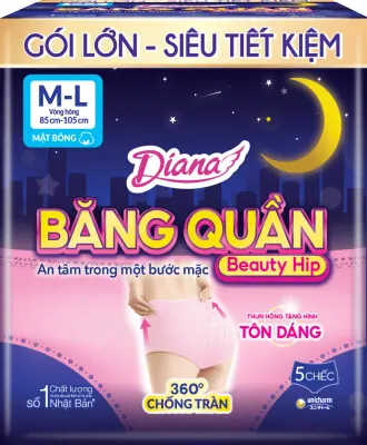 Băng Vệ Sinh Ban Đêm Dạng Quần Diana Sensi Size M-L Gói 5 Miếng