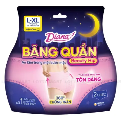 Băng Vệ Sinh Diana Dạng Quần Ban Đêm Size L-XL Bịch 2 Chiếc