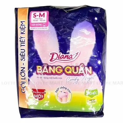 Băng Vệ Sinh Dạng Quần Diana Comfy Night Size S-M Bịch 5 Miếng