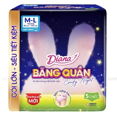 Băng Vệ Sinh Dạng Quần Diana Comfy Night Size M-L Bịch 5 Miếng