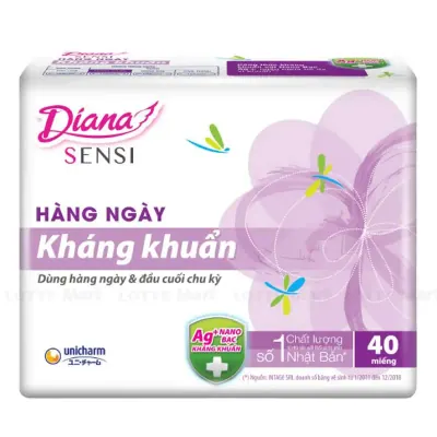Băng Vệ Sinh Hàng Ngày Diana Kháng Khuẩn Gói 40 Miếng