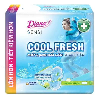 Băng Vệ Sinh Diana Sensi Cool Fresh Siêu Mỏng Không Cánh Gói 20 Miếng